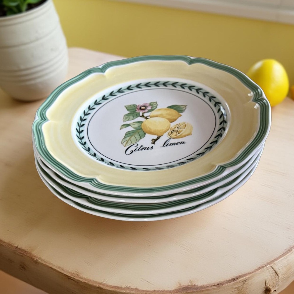 Villeroy & Boch EUC French Garden Valence  Yellow Lemon Salad Plates Set of 4 - Picture 2 of 4
